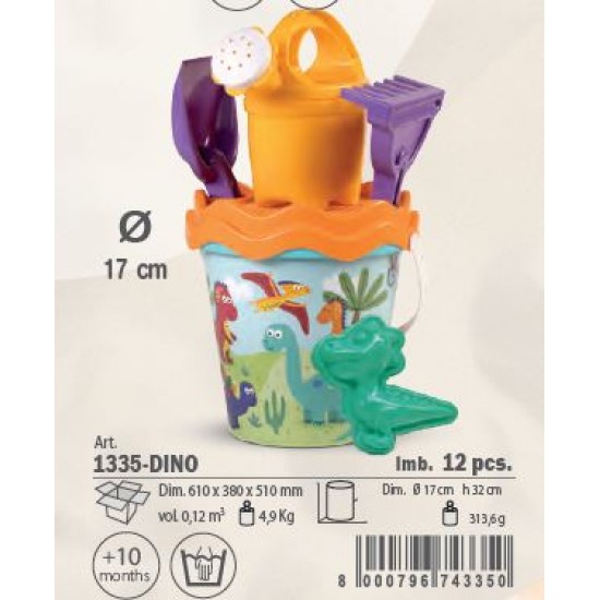 Balde praia criança c\acessórios d17cm 1335-dino