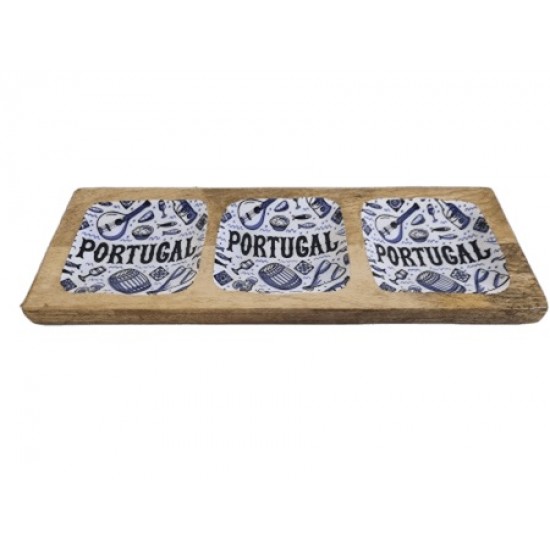 Peça em madeira tabua c\3 divisões 35.5*13*2cm cl2814