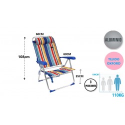 Cadeira alta areia 60*60*108cm c\3 posições alumínio 381141