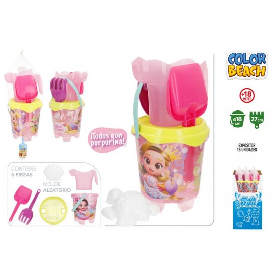 Balde praia criança c\acessórios d18cm 47788