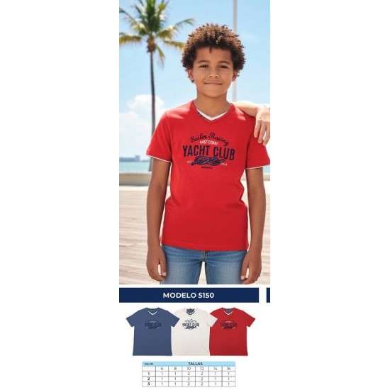 T-shirt criança 3 cores da NISKO 6-16 anos 5150T