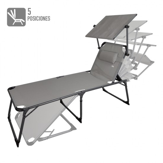 Espreguiçadeira alumínio c\ posições pala e almofada 193*67*48cm 62613