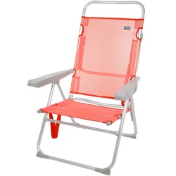 Cadeira alumínio c\5 posições textiline salmão 63*57*99cm 62630