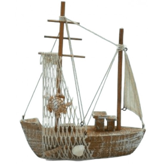 Barco madeira c\velas 22*25cm 655037