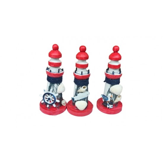 Farol em madeira vermelho 13×5cm 656003