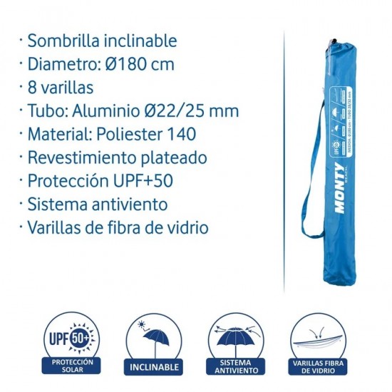 Chapéu de sol alumínio 180cm em poliéster 703784