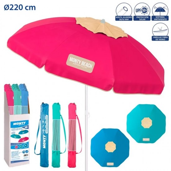 Chapéu de sol alumínio 220cm em poliéster c\respirador 703786