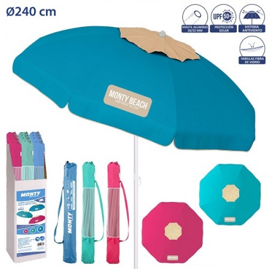 Chapéu de sol alumínio 240cm em poliéster c\respirador 703787