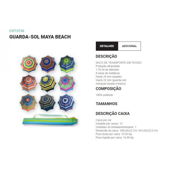 Chapéu sol estampado 180cm inclinação cvt3730e