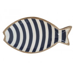 Peça madeira riscas peixe travessa 35*19*2,5 - 242219B