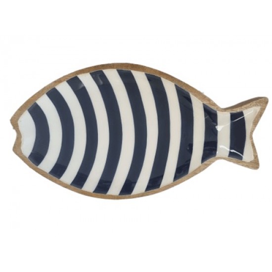 Peça madeira riscas peixe travessa 35*19*2,5 - 242219B