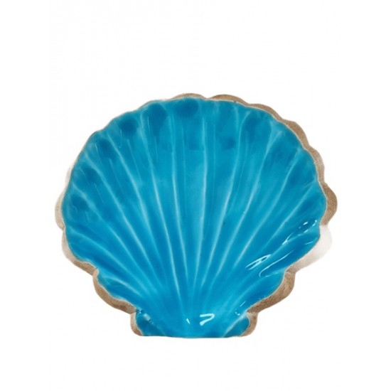 Peça madeira azul travessa concha 15*17*2,5 - 242221A