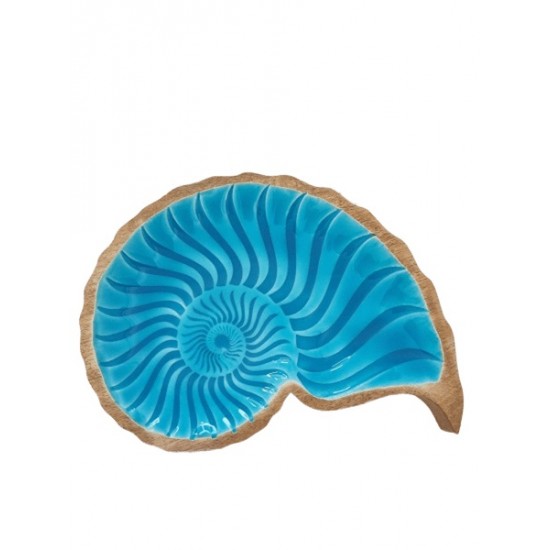 Peça madeira azul travessa concha  22,5*17,5*5cm - 24F509A