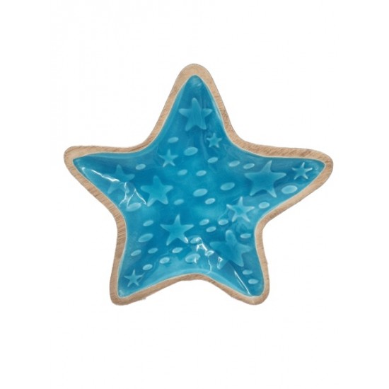 Peça madeira azul travessa 21,5*20*2,5cm - 24F515A