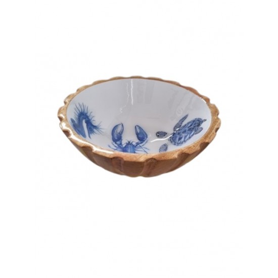 Peça madeira fauna marinha tigela 17,5* 17,5*6,5cm - 25A0087C