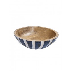 Peça madeira riscas tigela 22,5*22,5*6,5 - 25A0088B