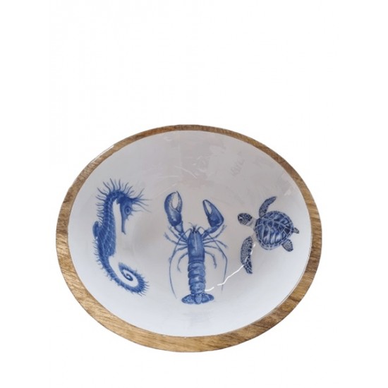 Peça madeira fauna marinha tigela 29,5*29,5*10cm - 25A0210C
