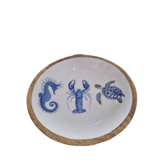 Peça madeira fauna marinha tigela 20*20*4,50cm - 25A0213C