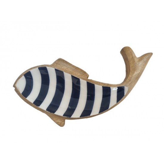 Peça madeira riscas peixe travessa 25*14,5*2,5 - 25A0250B