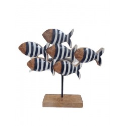 Peça madeira riscas peixes 25,5*27*5 - 25A0285B