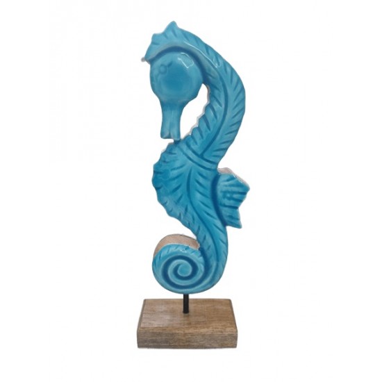 Peça madeira azul cavalo marinho 30*10*5 - 25F2480A