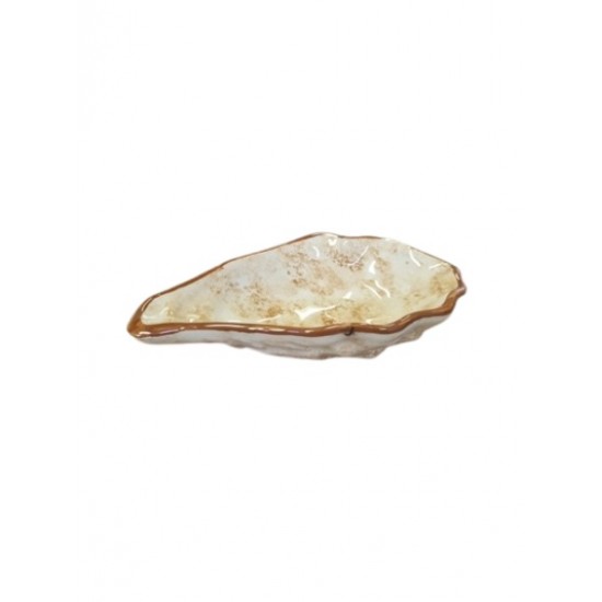 Ostra peq. pintada e vidrada 12.5*7cm