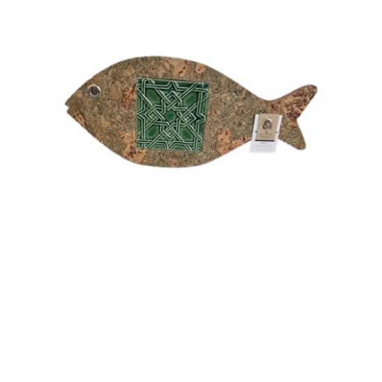 Base cortiça em nuvem peixe grande c/ azuleJo 36*16*1,5cm PEIXCORTGR