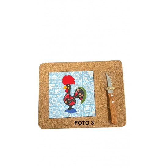 Base cortiça azuleijo c\faca 28*23*1.5cm ba011