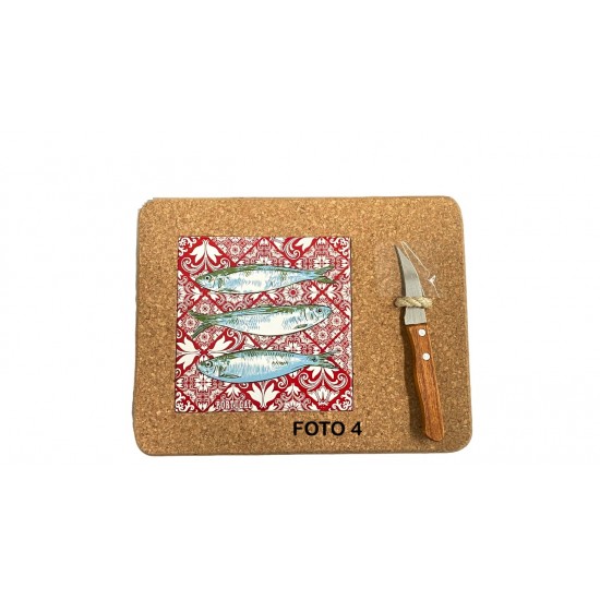 Base cortiça azuleijo c\faca 28*23*1.5cm ba011