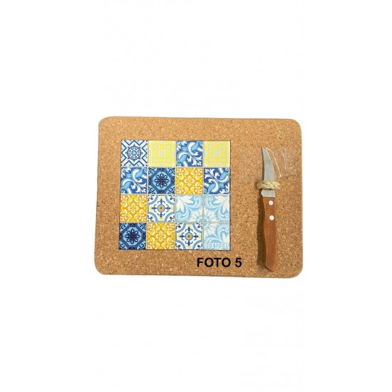 Base cortiça azuleijo c\faca 28*23*1.5cm ba011