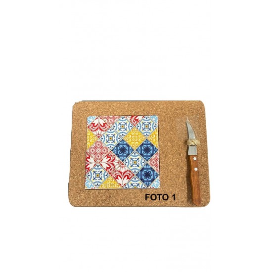 Base cortiça azuleijo c\faca 28*23*1.5cm ba011