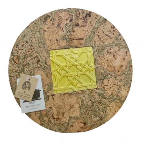 Base cortiça em nuvem redonda c\azulejo 21.5cm 