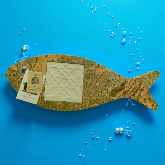 Base cortiça em nuvem peixe c/ azulejo 30*11cm - PEIXCORT