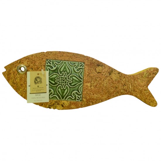 Base cortiça em nuvem peixe c/ azulejo 30*11cm - PEIXCORT