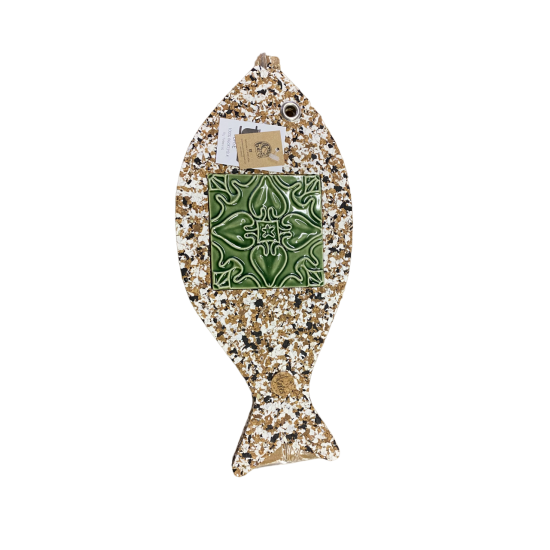Peixe cortiça reciclada grande c/ azulejo 36x16x1cm PEIXGRAAAZ