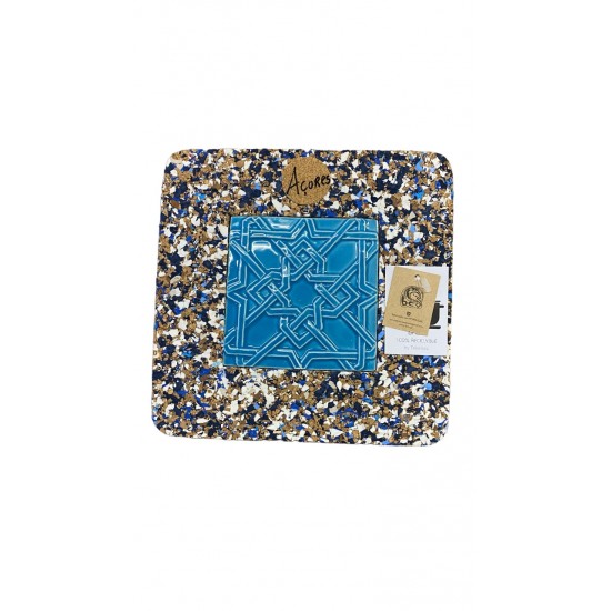 Base quadrada em cortiça c/ azulejo 15x15cm QADPQAZ