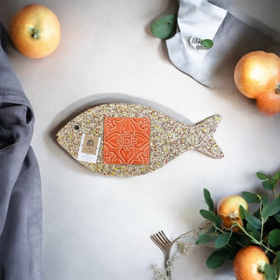 Peixe grande de palha c/azulejo 36x16x1cm PHLPEIXG