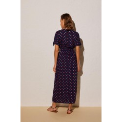 Vestido longo azul às bolinhas - 85956