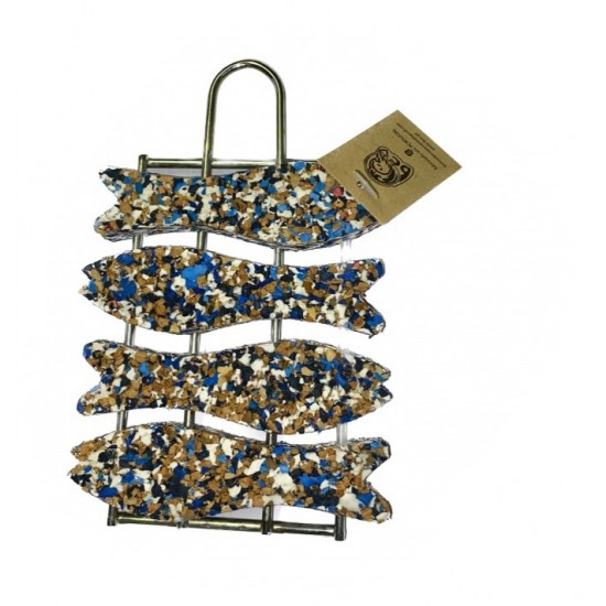 Base cortiça reciclada grelha mini c\peixe 15*9.5cm 