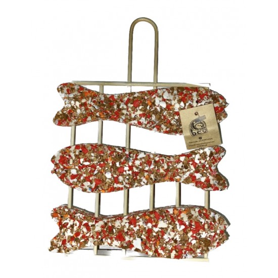 Base cortiça reciclada Grelha pequena c\peixe 20*15cm 